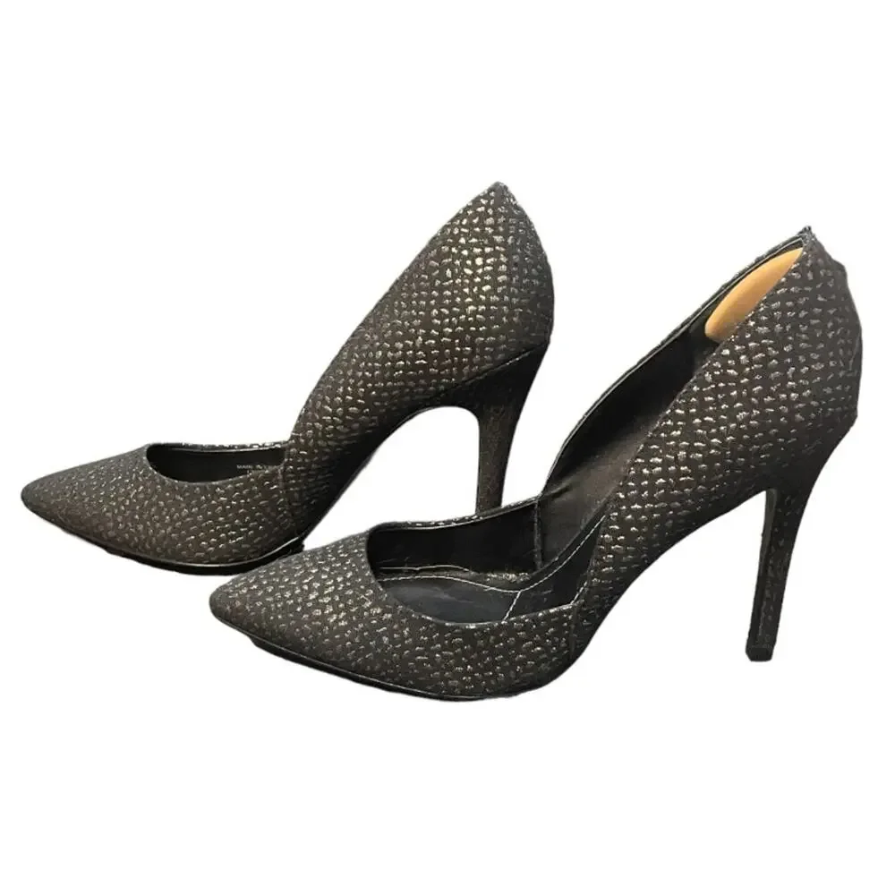 Charles David Pumps Metallic‎ Black and Gold Pointed Toe Stiletto Heel Size 8